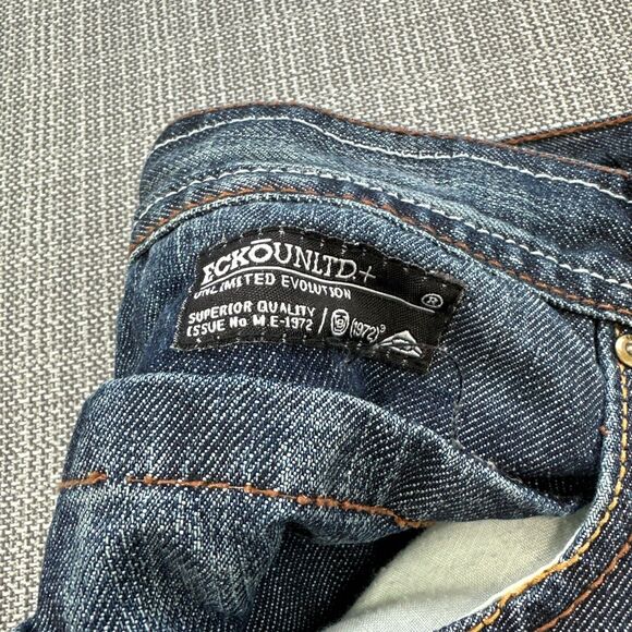 Eko Unltd Jeans Men 36x31 Relaxed 72 Unlimited Baggy Wide Leg Distressed Whisker - Picture 5 of 13